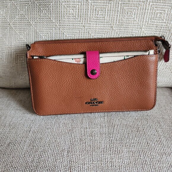 Coach Noa pop up Messenger Wallet Color Block and Floral print 1355 chainstrap - Picture 3 of 12